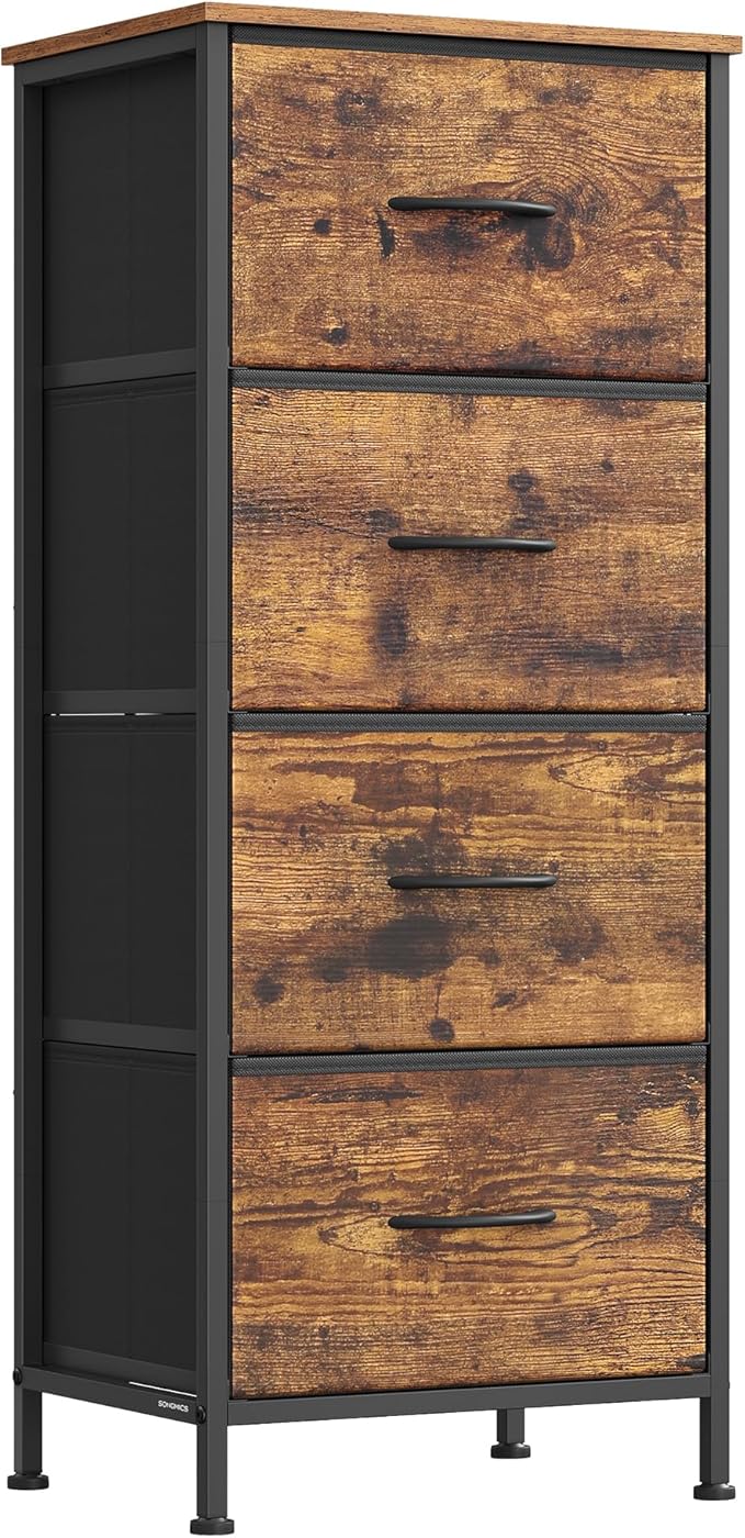 SONGMICS Dresser for Bedroom, Chest of Drawers, 4 Non-Woven Fabric Drawers by SONGMICSbySONGMICSHOME