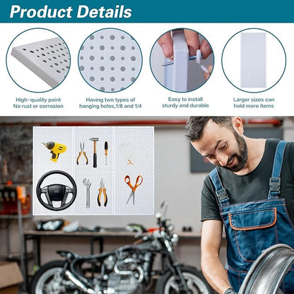 Daanxw Pegboard Rack Garage Storage Steel Horizontal PegBoard Pack, Steel - Image 3