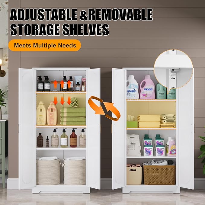 Metal Storage Cabinet with 3 Adjustable Shelves, Living Room, Hallway - Image 4