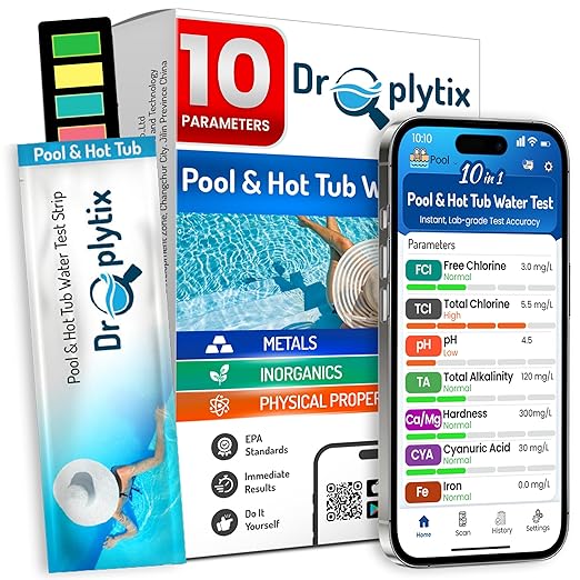 10-in-1 Pool & Spa Water Test Kit by DROPLYTIX