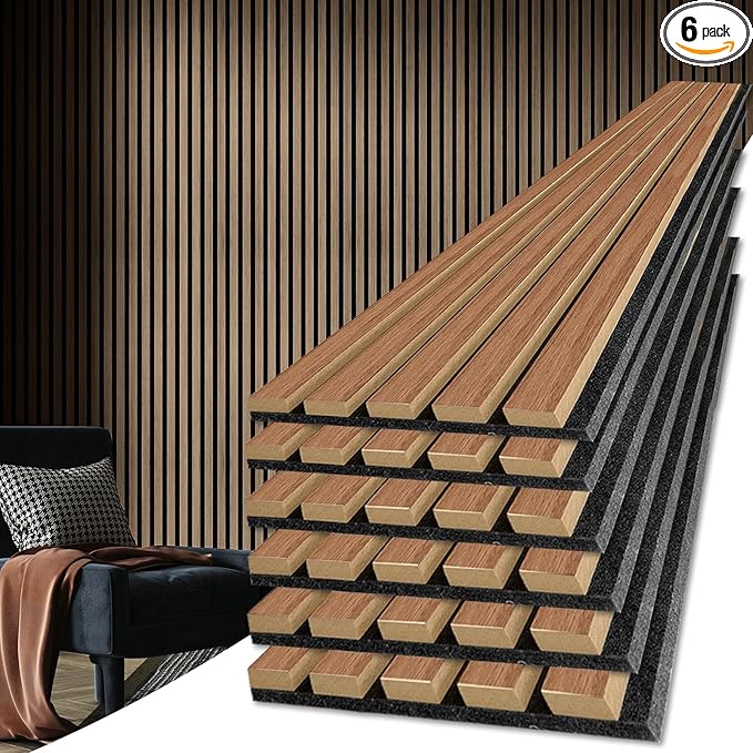 Art3d 6-Piece Wood Slat Acoustic Panels by Art3d