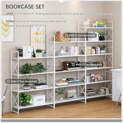 4NM Extra Wide 6 Tiers No Assembly Book Shelves, 61.8" H Folding Bookshelf - Image 5