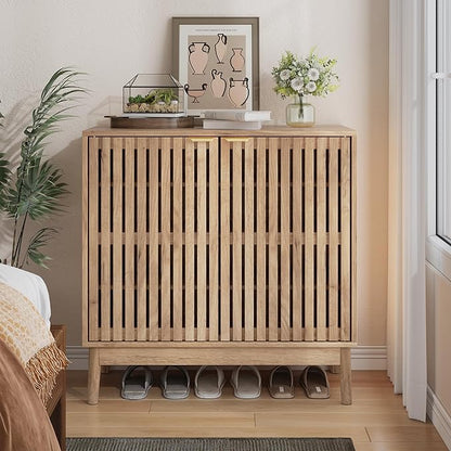 Shoe Cabinet with 2 Doors and Shelves, 4-Tier Shoe Cabinet Storage - Image 3