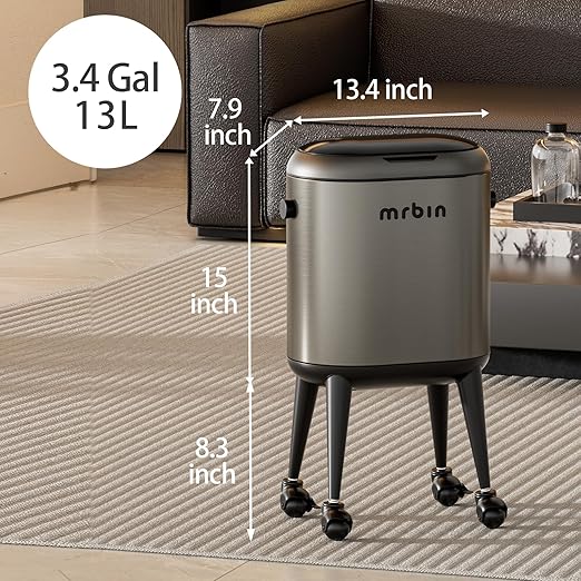 MRBIN Stainless Steel Slim Bathroom Motion Sensor Trash Can - Image 6