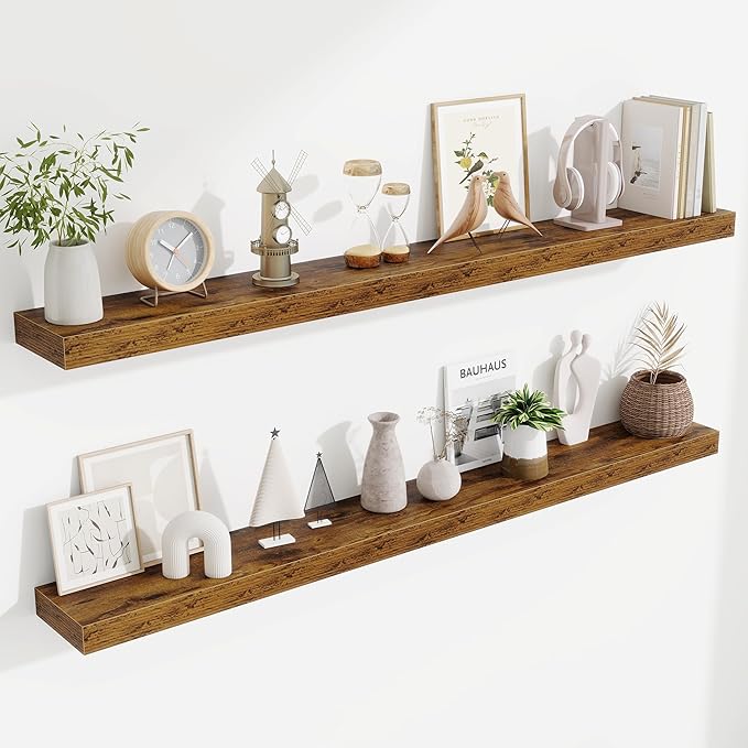 Fun Memories 55 Inch Floating Shelves Bedroom, Large Extra Floating Shelf Set by FunMemories
