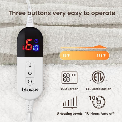 Heated Blanket Electric Blanket Twin Waffle, 62x84 Inches Sherpa Fleece Fast - Image 5