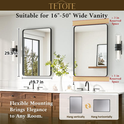 Black Bathroom Mirror 20 x 30 Inch Matte Black Bathroom Mirrors, Tempered Glass, Modern Farmhouse Wall Mounted Mirror for Decorative(Horizontal/Vertical)