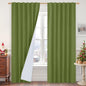 LAMIT Olive Green 100% Blackout Linen Curtains, 84 Inch Linen Textured Living by LAMIT