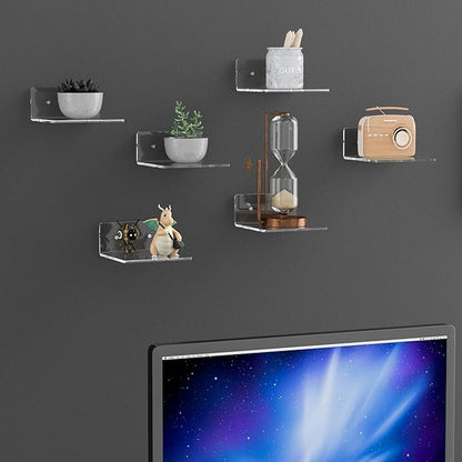 6 Inches Acrylic Small Wall Shelves 2 Pack, Floating Shelf - Image 2