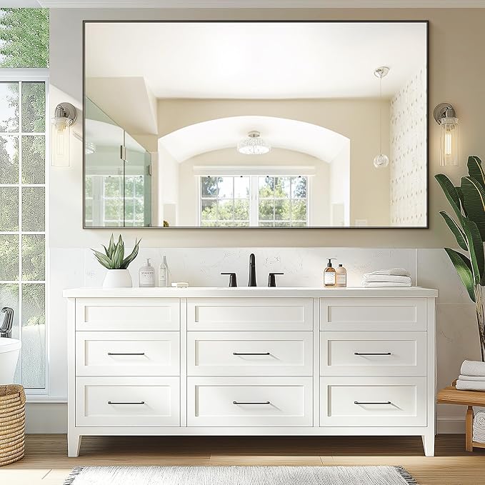 Bathroom Vanity Mirror for Wall, HD Shatterproof Glass, Hangs Horizontally or - Image 6