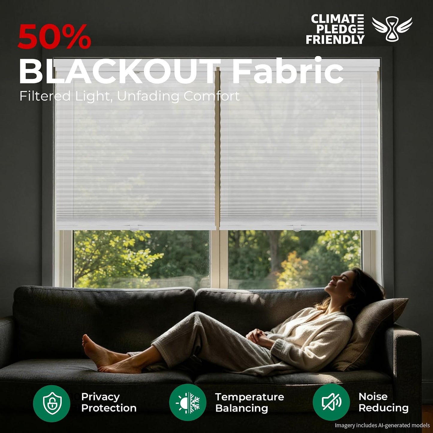 Allesin Top Down Bottom Up Cordless Cellular Shades,Thermal Insulation Honeycomb Blinds for Indoor Windows,(Clear White,27"x64")