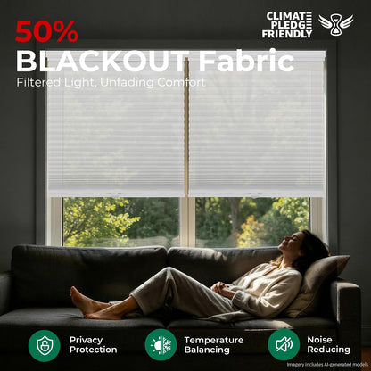 Allesin Top Down Bottom Up Cordless Cellular Shades,Thermal Insulation Honeycomb Blinds for Indoor Windows,(Clear White,27"x64")