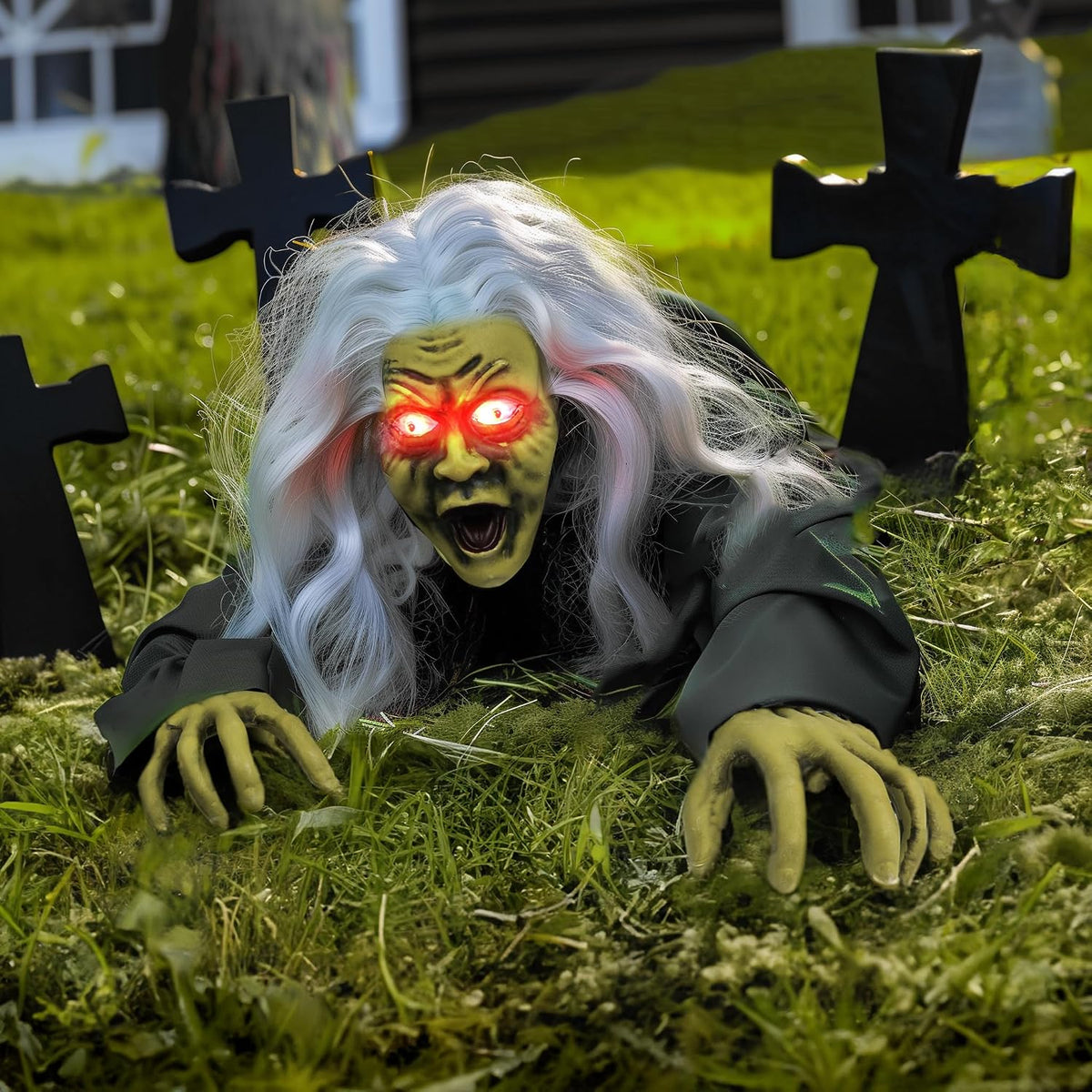 Hourleey Halloween Outdoor Decorations, Animated Zombie Groundbreaker Climbin...
