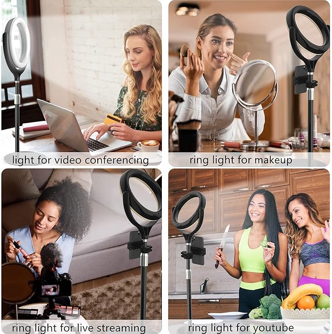 8 inch Desk Ring Light with Stand, Adjustable Computer Circle Light - Image 2