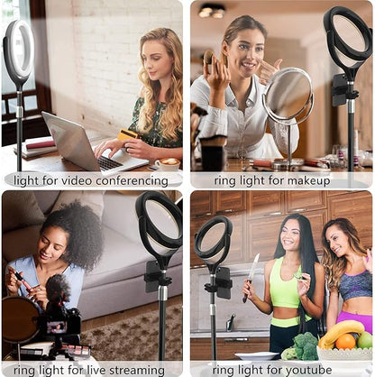 8 inch Desk Ring Light with Stand, Adjustable Computer Circle Light - Image 2
