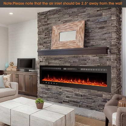 80 inch Ultra-Thin Electric Fireplace Recessed and Wall Mounted - Image 2