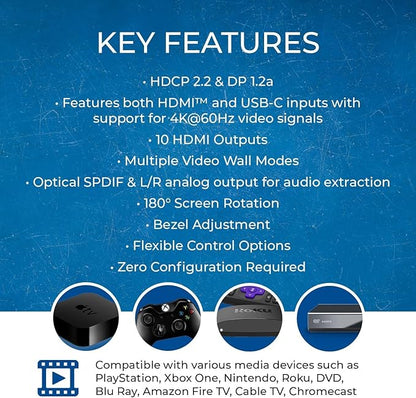 OREI 4K 3x3 Video Wall Controller – HDMI & USB-C Video Wall Processor, 1080p - Image 9