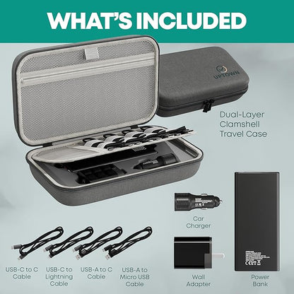 Uptown 7- Piece Travel Charging Tech Bundle – 10, 000mAh Portable Charger - Image 4