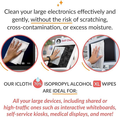 iCloth 70% Isopropyl Alcohol XL Screen and Electronics Wipes, Streak-Free - Image 2