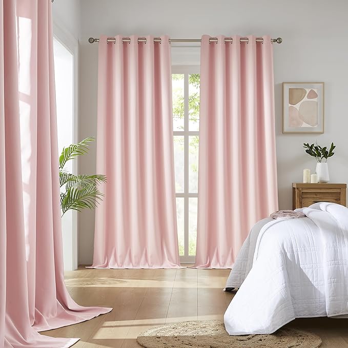 DUALIFE Baby Pink Curtains Panels - Image 2