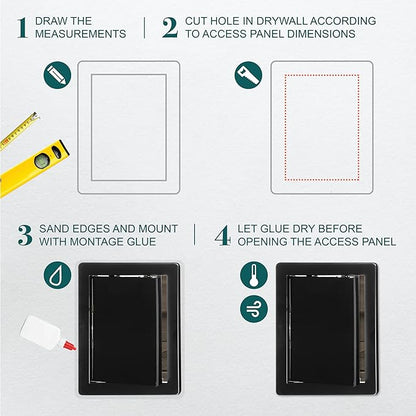 6" x 8" Black Plastic Access Panel - Image 3