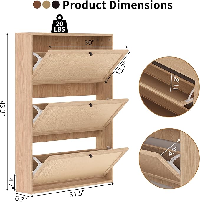 AVZEAR Narrow Shoe Storage Cabinet - Image 2