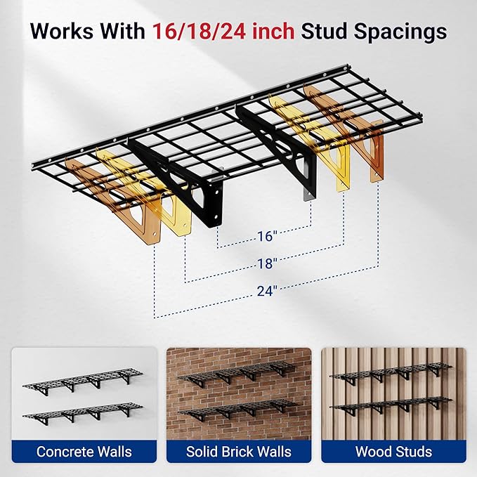 FLEXIMOUNTS 12-inch-by-72-inch Wall Shelf Garage Storage Rack Wall Mounted - Image 5
