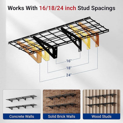 FLEXIMOUNTS 12-inch-by-72-inch Wall Shelf Garage Storage Rack Wall Mounted - Image 5