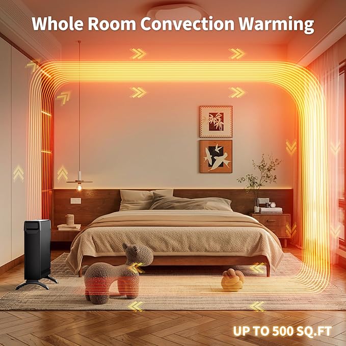 1500W Convection Panel Heater, Electric Space Heaters - Image 2