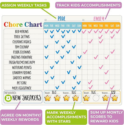 QUOKKA Behavior Chore Chart for Multiple Kids -7x10 inch Magnetic Board Also - Image 5