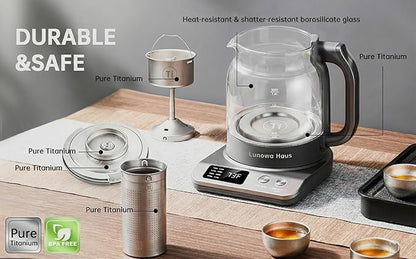 Titanium & Glass Electric Tea Kettle & Tea Maker, Pro Steam Extraction - Image 2