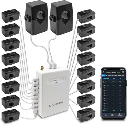 Smart Home Energy Monitor with 16 50A Circuit Level Sensors, Measure Power by Fusion+Energy