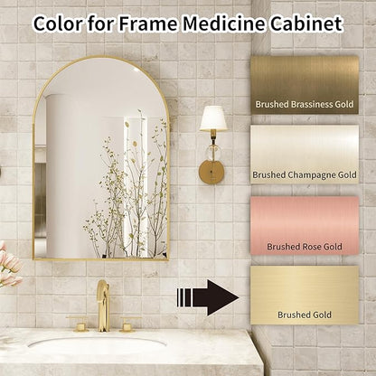 Gold Medicine Cabinet with Mirror, Bathroom Arched Medicine Cabinet Wall Mounted - Image 3