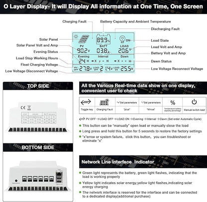OOYCYOO MPPT Charge Controller 100 amp 12V/24V Auto, 100A Solar Panel Charge - Image 3