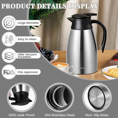 51 Oz Thermal Coffee Carafe, Stainless Steel Insulated Vacuum coffee crafts to - Image 6
