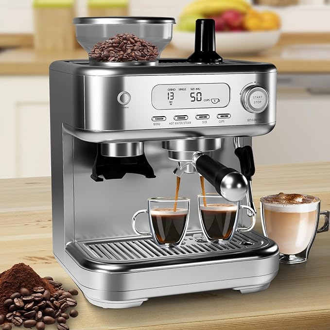 IDEALHOUSE Espresso Maker with Grinder, Milk Frother, 15 Bar Pump, 15 Grind - Image 8