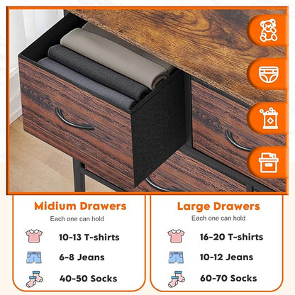 Dresser for Bedroom with 5 Drawers, Chest of Drawers, Storage Drawers Organizer - Image 7