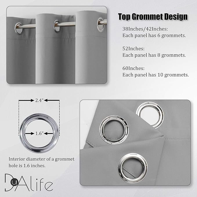 DUALIFE Ultimate Gray Blackout Curtain Panels/Drapes - Image 3
