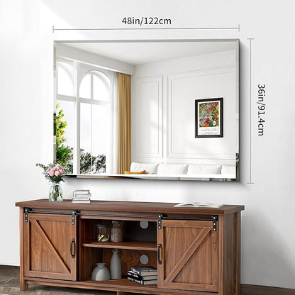 CILIBER Beveled Mirror, 36x48 Inch Large Frameless Bathroom Mirrors - Image 6