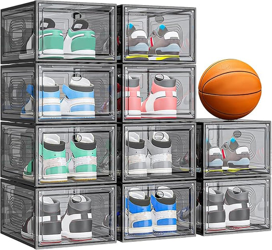 10 Pack Thicken Shoe Organizer Stackable, Upgraded Sturdy Shoe Storage Box by shoeboxesanddeskorganizers
