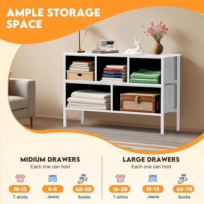 Curved Profile Dresser for Bedroom, Chest of Drawers, 5 Storage Drawers - Image 6