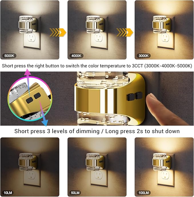 JandCase LED Night Light, Night Light3000K/4000K/5000K & 3 Brightness Levels - Image 2