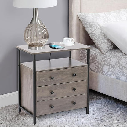 Edbuosy 3 Wooden Drawers Night Stand, 27 Inch Wide Nightstand - Image 2