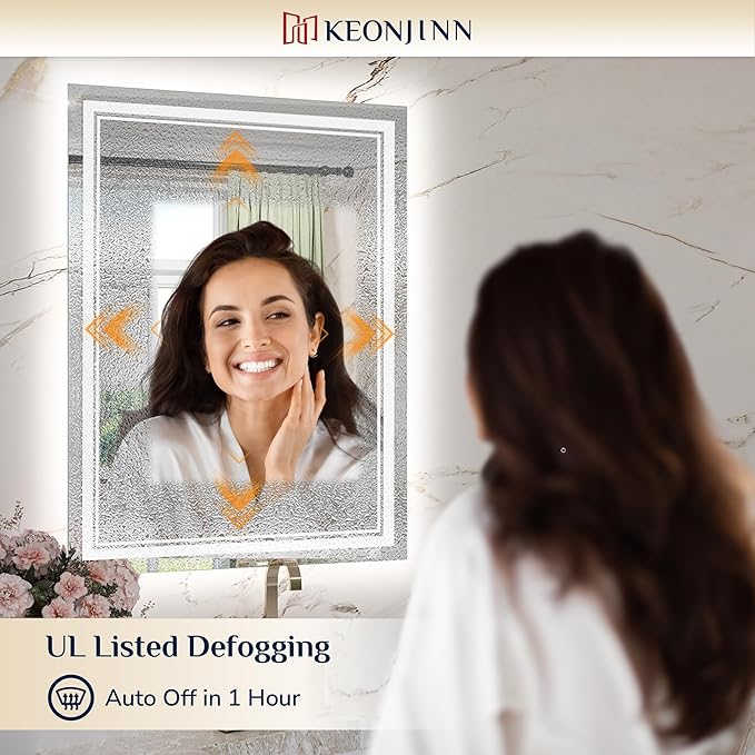 Keonjinn 30" x 32" Bathroom LED Mirror, Front & Back Lighted Mirror - Image 8