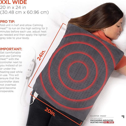 Calming Heat XXL Wide Massaging Vibrations Weighted Heating Pad by Sharper - Image 4