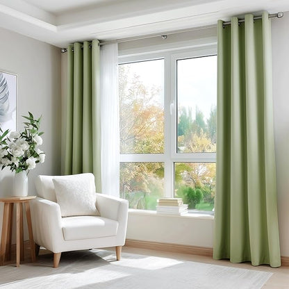 Beauoop Sage Green 100% Blackout Curtains 63 Inch Long 2 Panels - Image 5