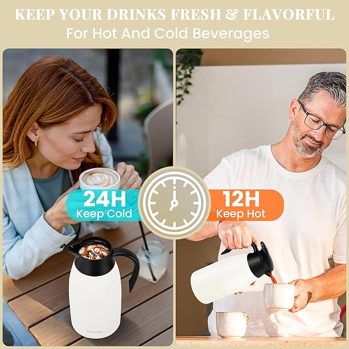 68 Oz Thermal Coffee Carafe, Stainless Steel Insulated Vacuum coffee crafts to - Image 3