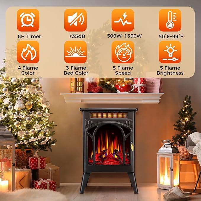 Electric Fireplace Stove, Fast Heating, X Infrared Fireplace Heater - Image 2
