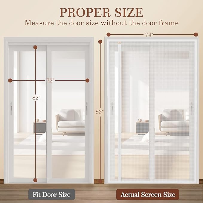 Yotache White Reversible Left Right Side Opening Magnetic Screen Door Fits Door - Image 2
