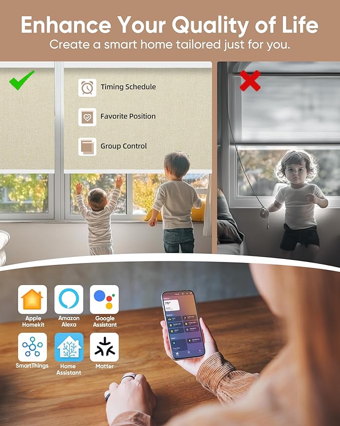 Kincmo Motorized Blinds with Remote, 100% Blackout Motorized Roller Shades Work - Image 3
